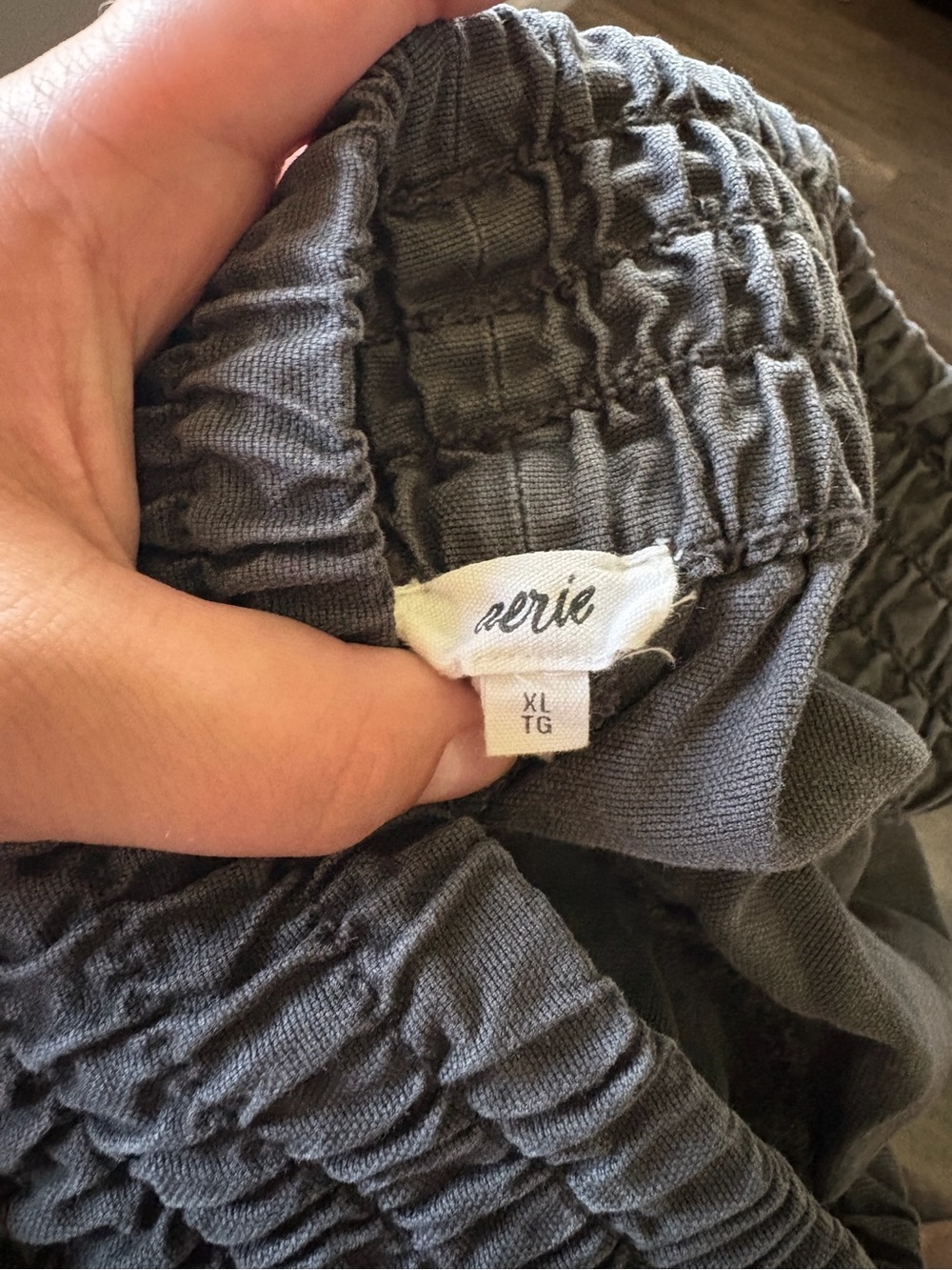 Aerie Distressed Acid Wash Smocked Waist Shorts Charcoal Gray - Picture 5 of 5